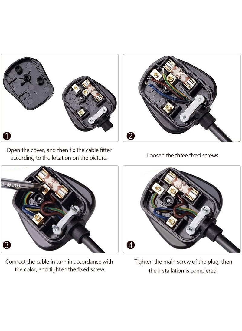 Y&D SYOSI 3 Pin UK Plug 13A Fused 250V Mains Plugs, for Black 50-60 Hz (2Pcs)  - Image 4