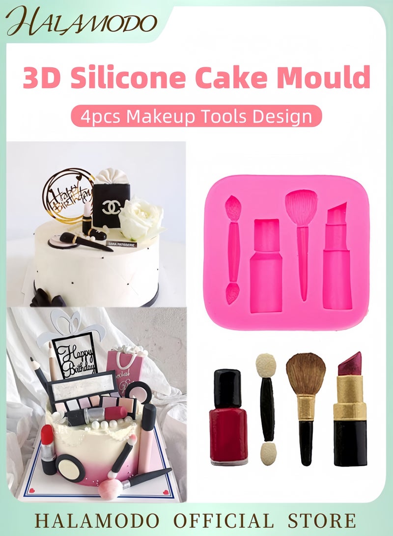 هالامودو أدوات مكياج ثلاثية الأبعاد، قالب كيك فوندان، شوكولاتة، وردي ٦ × ٥.٦ سم - Image 1
