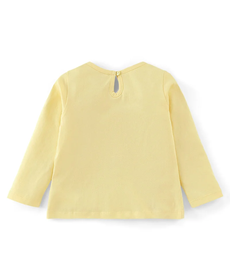 babyhug Babyhug 100% Cotton Knit Full Sleeves T-Shirt with Doll Graphics - Yellow