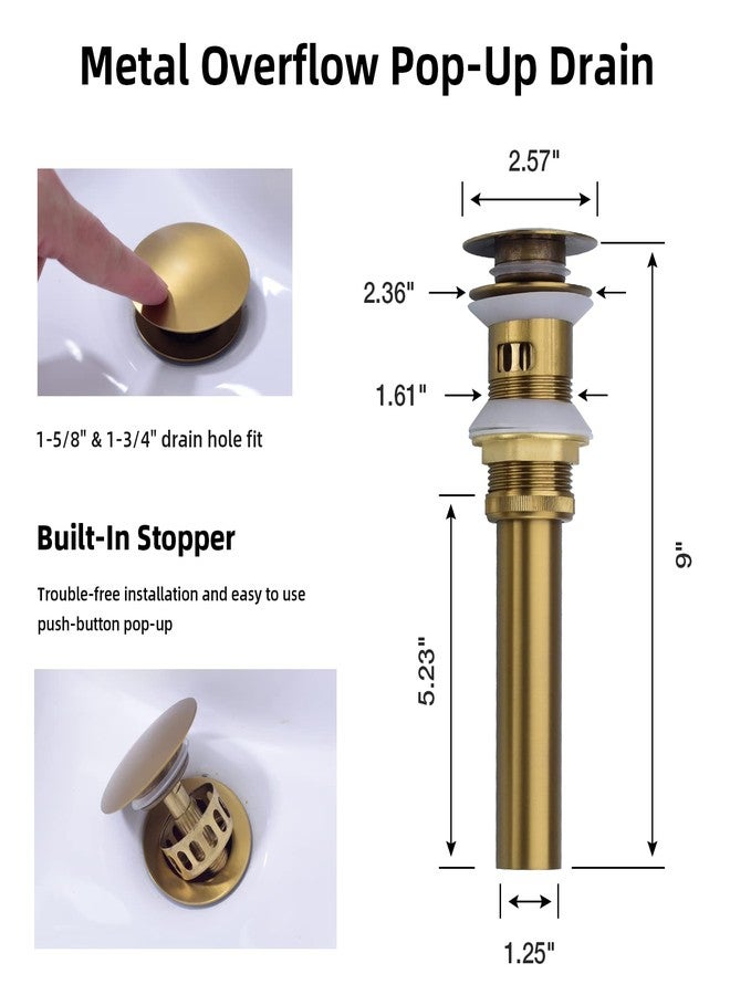 TRUSTMI 2 Handle 8 Inch Widespread Bathroom Faucet Brass Lavatory Vanity Sink Faucet with Metal Overflow Pop Up Drain and cUPC Water Supply Lines, Brushed Brass Gold - Image 5