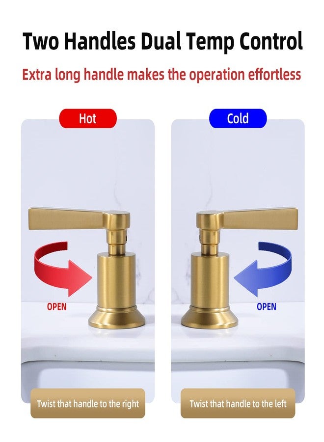 TRUSTMI 2 Handle 8 Inch Widespread Bathroom Faucet Brass Lavatory Vanity Sink Faucet with Metal Overflow Pop Up Drain and cUPC Water Supply Lines, Brushed Brass Gold - Image 4