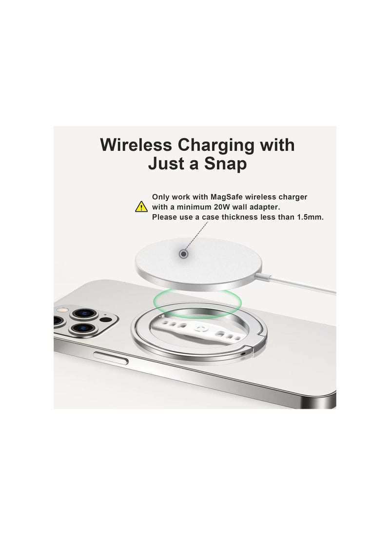 Generic New MagOne Compatible with MagSafe Phone Grip Stand with Silicone Finger Strap, Removable Magnetic Ring Holder Kickstand Loop, Only for iPhone 16, 15, 14, 13 Pro/Max/Plus Silver  - Image 3