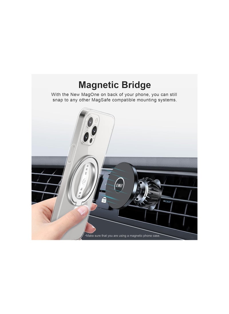 Generic New MagOne Compatible with MagSafe Phone Grip Stand with Silicone Finger Strap, Removable Magnetic Ring Holder Kickstand Loop, Only for iPhone 16, 15, 14, 13 Pro/Max/Plus Silver  - Image 5