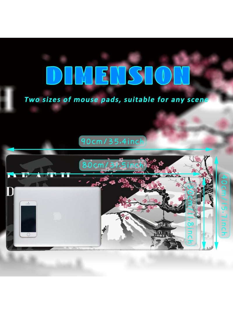 Excefore - Gaming Mouse Pad Black and White Plum Bossom Cherry Blossom, Extended Large Mouse Mat Desk Pad, Stitched Edges Mousepad, Long Non-Slip Rubber Base Mice Pad (31.5x11.8x0.12 Inch, A6) - Image 1