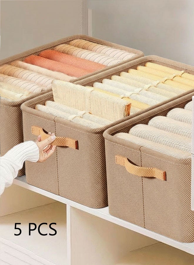 Pack Of 5 Foldable Closet Storage Box 42x28x25cm,Foldable Closet Storage Box with Handle, Collapsible Fabric Storage Cubes Organizer, Stackable Storage Bins Closet Organizers For Organizing Clothing, Sheets, Toys, Books, with Thickened Steel Frame - Image 1