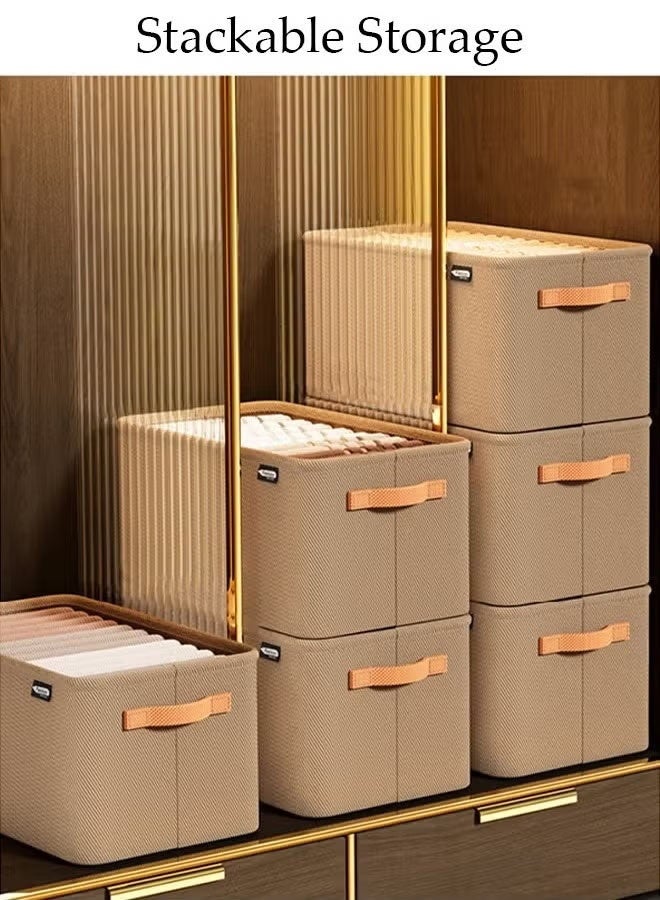 Pack Of 5 Foldable Closet Storage Box 42x28x25cm,Foldable Closet Storage Box with Handle, Collapsible Fabric Storage Cubes Organizer, Stackable Storage Bins Closet Organizers For Organizing Clothing, Sheets, Toys, Books, with Thickened Steel Frame - Image 5