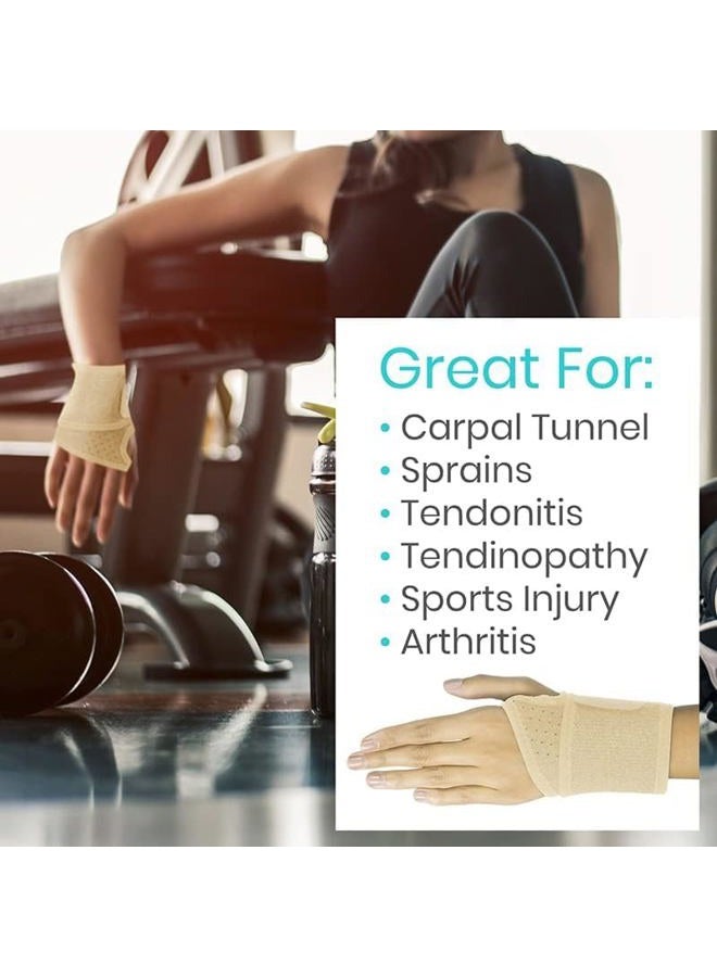 VIVE Wrist Wrap Braces (2 Pack) - Tendonitis Support for Carpal Tunnel Arthritis - Sprained Pain Protection Sleeve - Weightlifting & Calisthenics Compression Stabilizer for Women, Men - Adjustable - Image 5