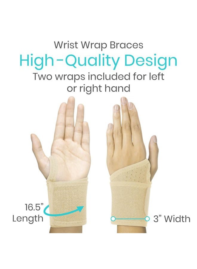 VIVE Wrist Wrap Braces (2 Pack) - Tendonitis Support for Carpal Tunnel Arthritis - Sprained Pain Protection Sleeve - Weightlifting & Calisthenics Compression Stabilizer for Women, Men - Adjustable - Image 2