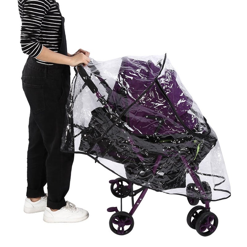 Estink Baby Stroller Rain Cover Clear Breathable Windproof Baby Stroller Cover PVC Universal Dust Wind Pram Accessory for General Umbrella Strollers 1PC - Image 4
