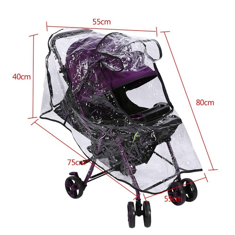 Estink Baby Stroller Rain Cover Clear Breathable Windproof Baby Stroller Cover PVC Universal Dust Wind Pram Accessory for General Umbrella Strollers 1PC - Image 2