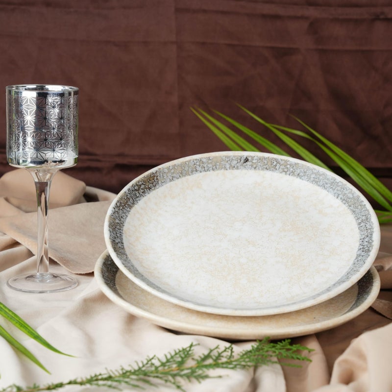 Caffeine Ceramic Handmade Stoneware Cream Patta Quarter Plate 7”(Set of 2 Dishwasher & Microwave Safe) - Image 2