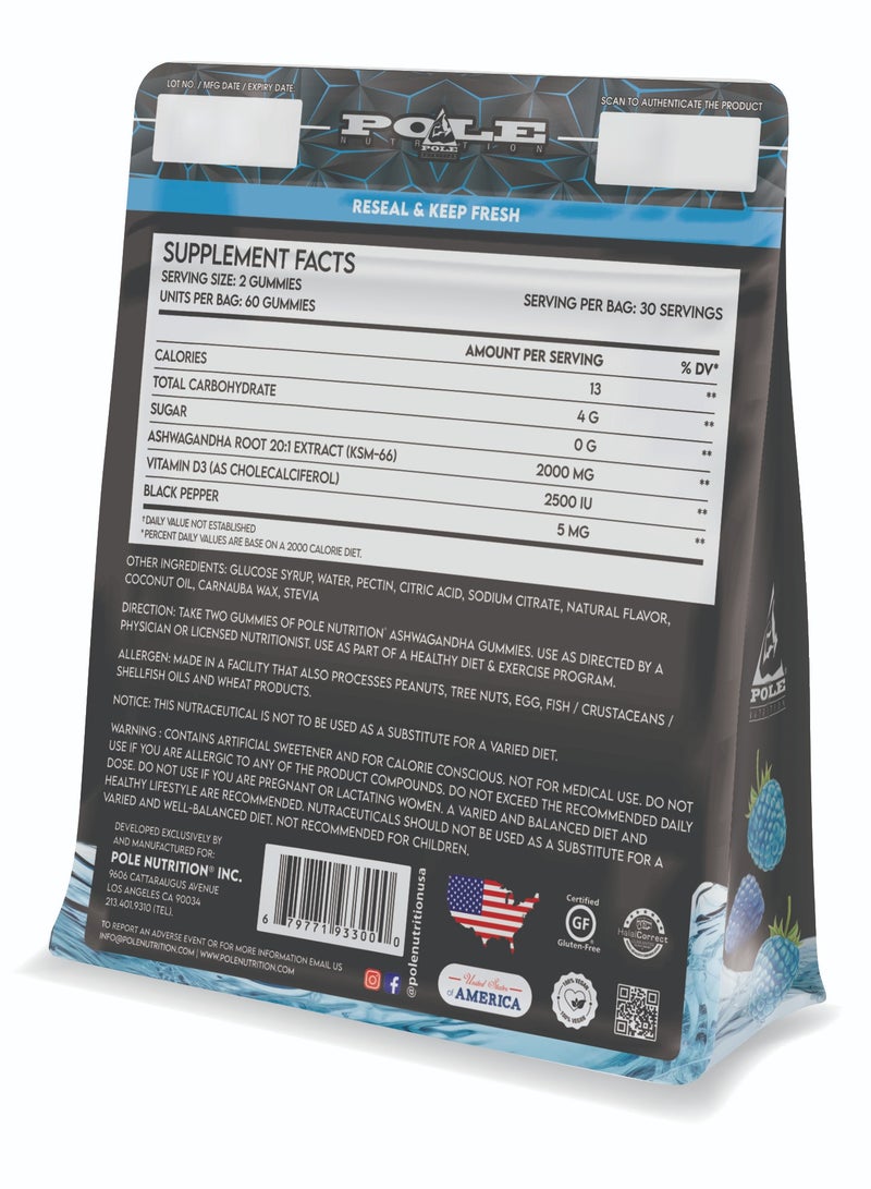 POLE NUTRITION Ashwagandha Gummies - Sugar Free (Blue Raspberry) - Image 2