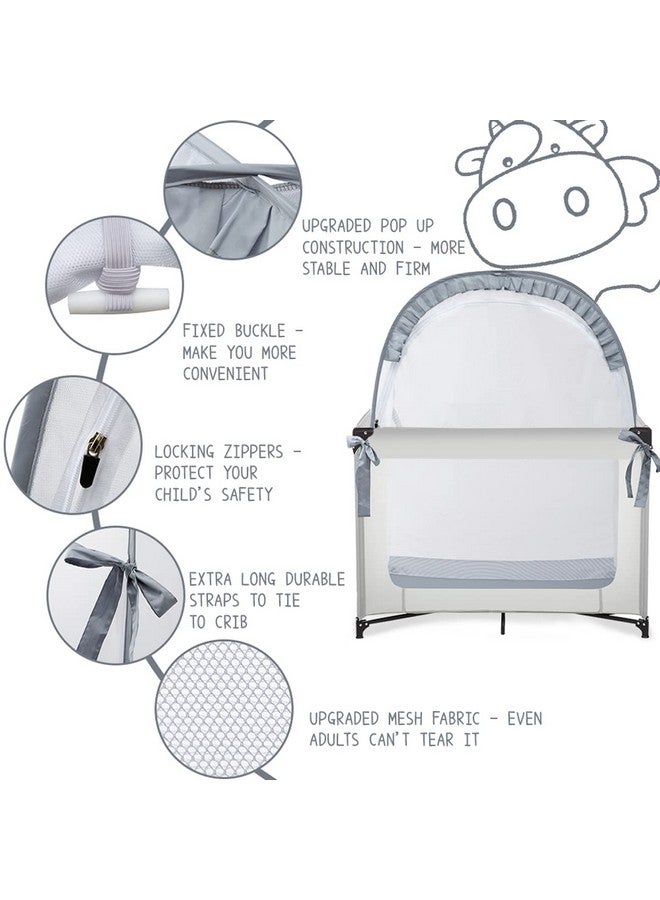 L RUNNZER Baby Pack and Play Tent, Canopy to Keep Baby from Climbing Out, Crib Tent for Playard, Pop Up Mini Crib Tent Against Falls, R07s-blue - Image 3