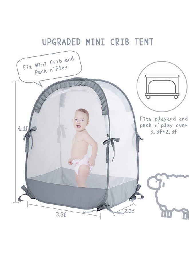 L RUNNZER Baby Pack and Play Tent, Canopy to Keep Baby from Climbing Out, Crib Tent for Playard, Pop Up Mini Crib Tent Against Falls, R07s-blue - Image 2