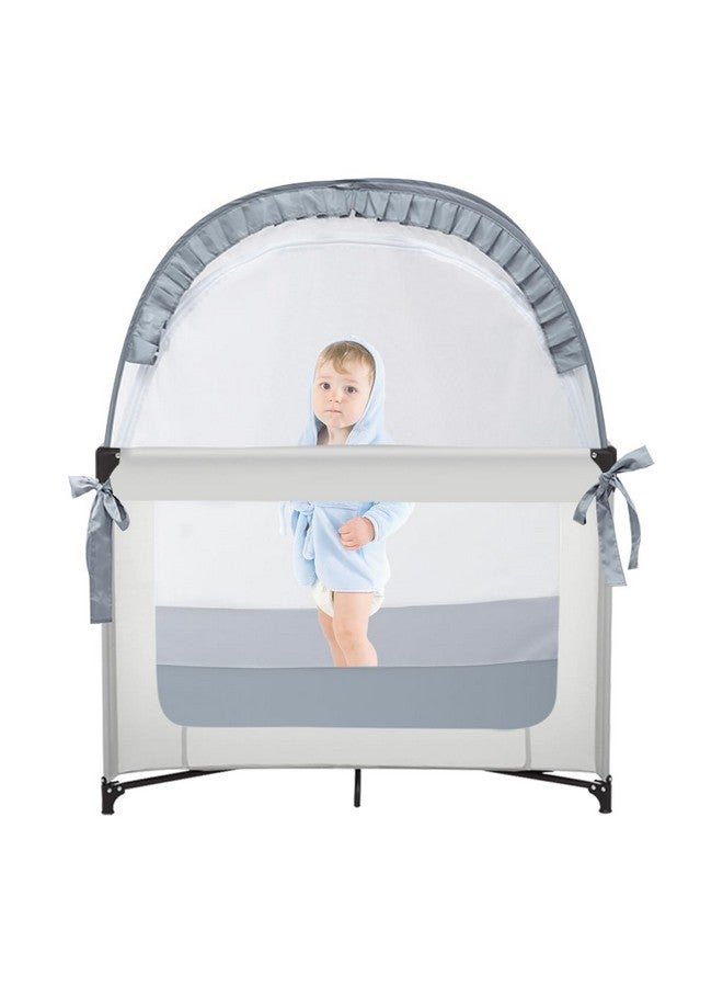 L RUNNZER Baby Pack and Play Tent, Canopy to Keep Baby from Climbing Out, Crib Tent for Playard, Pop Up Mini Crib Tent Against Falls, R07s-blue - Image 1