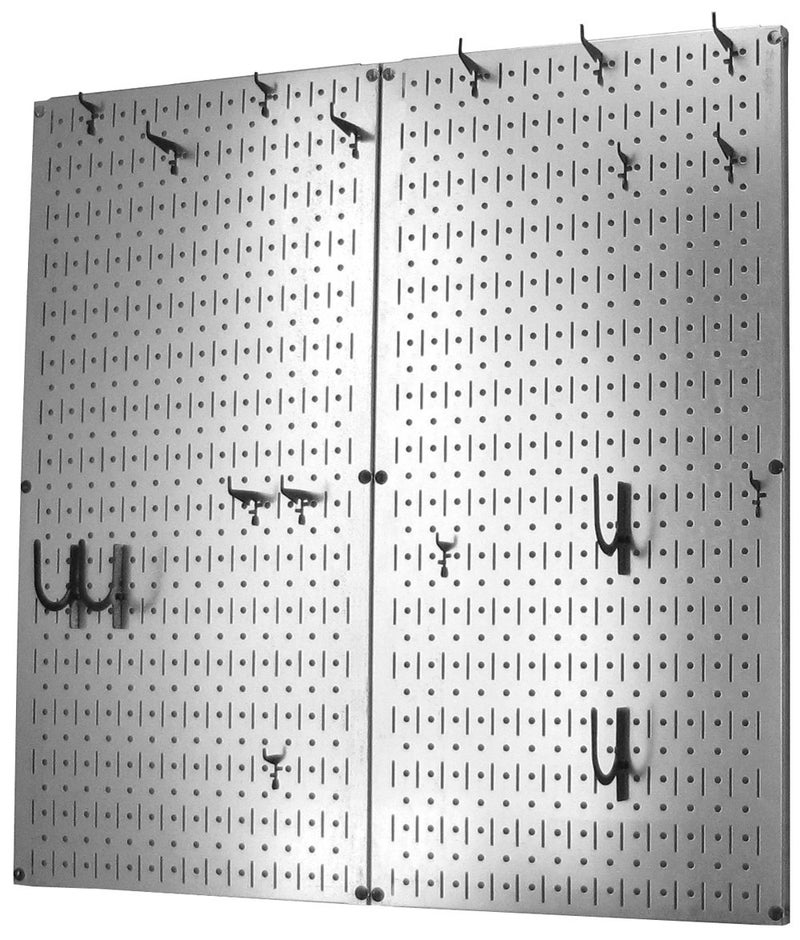 Wall Control Kitchen Pegboard Organizer Pots and Pans Storage Rack Organization Kit with Metallic Silver Pegboard and Black Accessories - Image 2