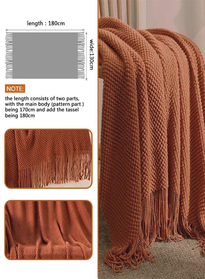 HAWAWA Knit Throw Blankets, Bubble Textured Knitted Tassel Blankets, Super Soft Cozy Lightweight Decorative Throw Blankets for Couch , Bed, Sofa, Outdoor Throw Blanket All Seasons 130x180CM - Image 2
