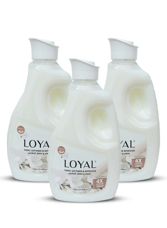loyal Fabric Softener Freshener Concentrated Care Gentle 150 Washes 3x3000ml - Image 1