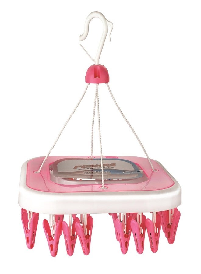 YUIOP - Pushpa Smart Plastic Cloth Drying Hanger - Multipurpose Round Clip Hanger, Cloth Clips & Hanger for Drying Clothes (Pink, Pushpa 36 Clips) - Image 1