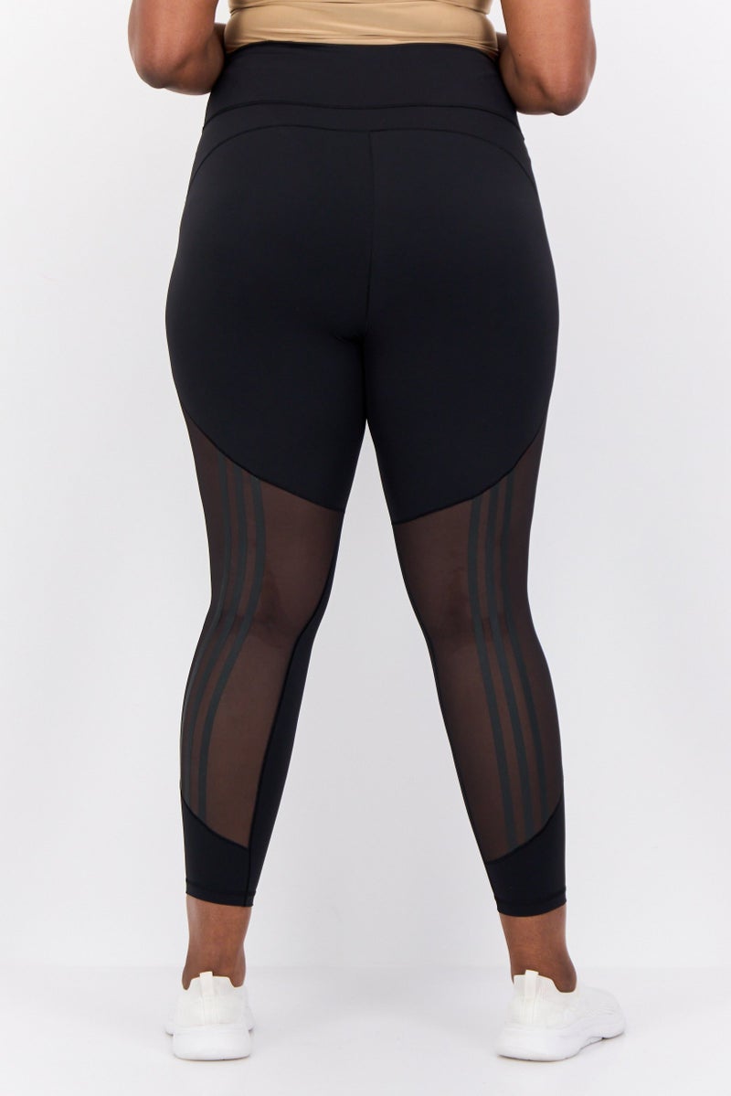 Adidas سراويل تدريب رياضية للنساء بحجم زائد، سوداء - Image 3