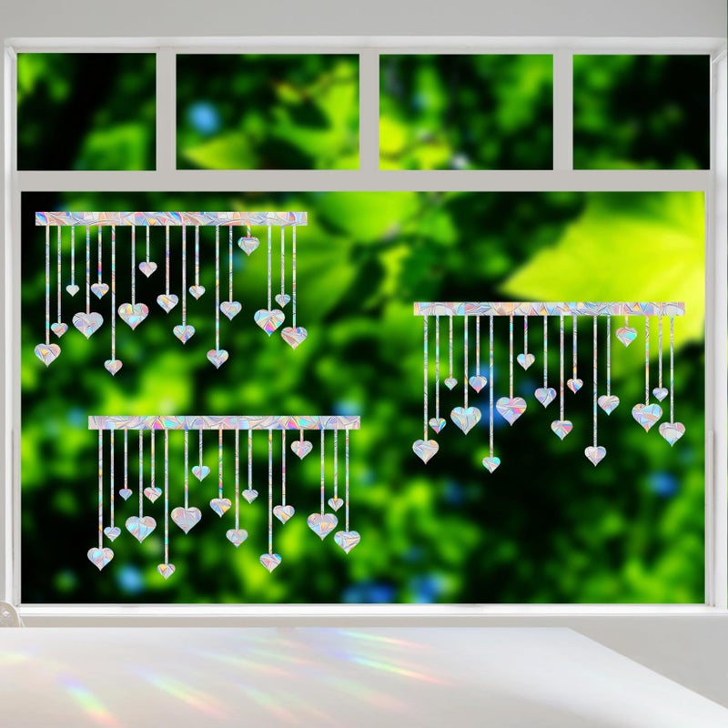 AREAWA Heart Window Decals for Bird Strikes - Anti-Collision Decals to Save Birds, Reusable Vinyl Rainbow Stickers - Image 5