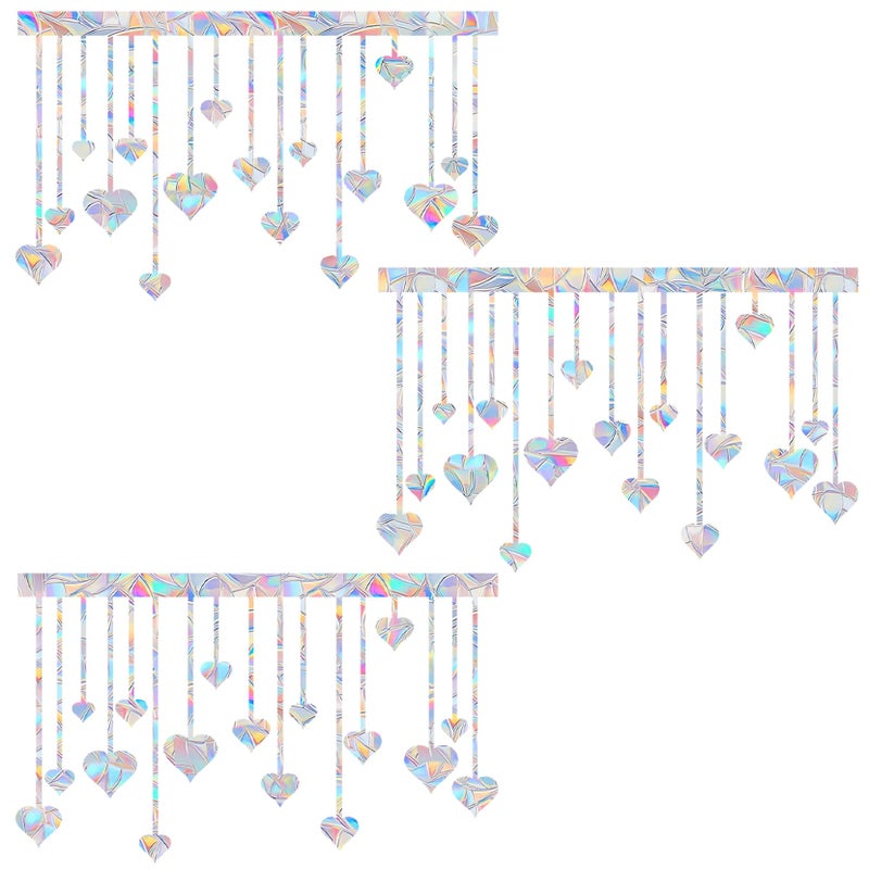 AREAWA Heart Window Decals for Bird Strikes - Anti-Collision Decals to Save Birds, Reusable Vinyl Rainbow Stickers - Image 1