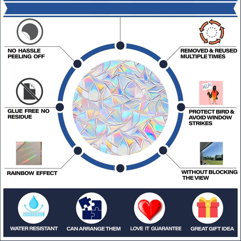 AREAWA Heart Window Decals for Bird Strikes - Anti-Collision Decals to Save Birds, Reusable Vinyl Rainbow Stickers - Image 2