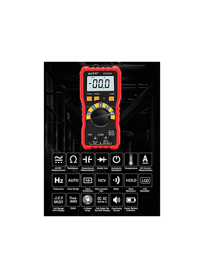 promass NCV Auto Ranging Digital Multimeter True RMS 10A Current 600V Voltmeter Multi Tester with Backlit LCD Home Measuring Tool - Image 5