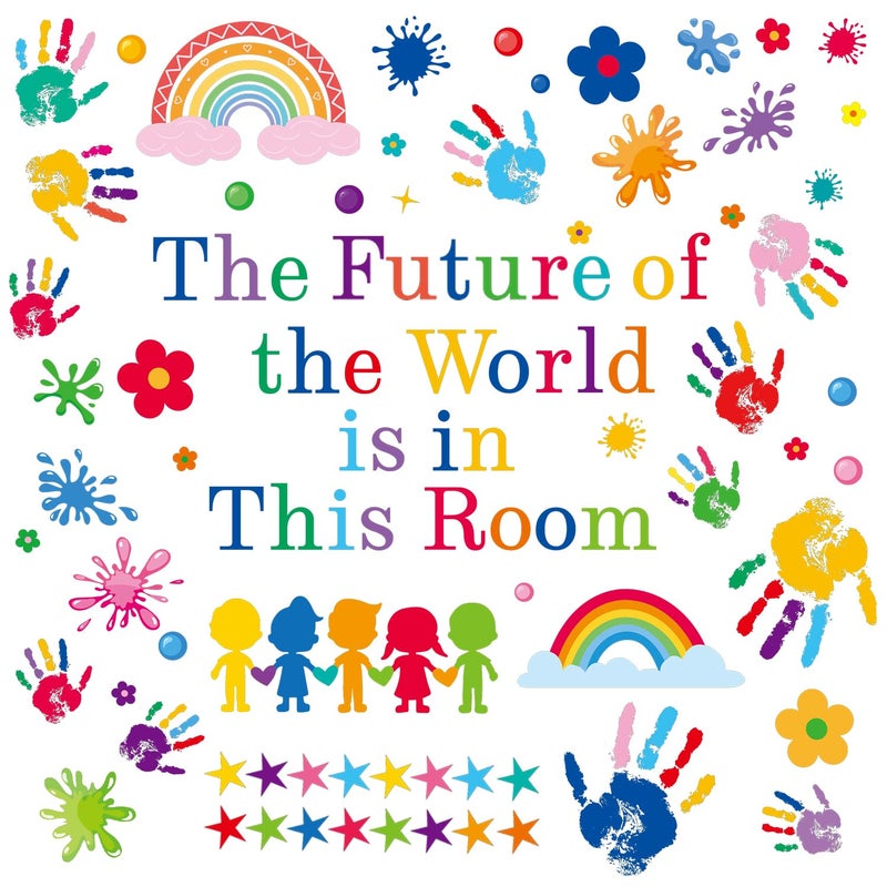 AOWDIAO AOWDIAO Inspirational Wall Decals for Kids Classroom Decor | The Future of The World is in This Room Quotes Wall Stickers | Peel and Stick Wall Decals for Bedroom Nursery Playroom Daycare School Decor  - Image 1