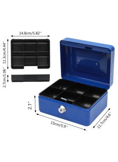 Generic Cash Box Steel Register with Tray and Lock Durable Portable Money Box Safe for Bills Jewelry Receipts Coins  - Image 3