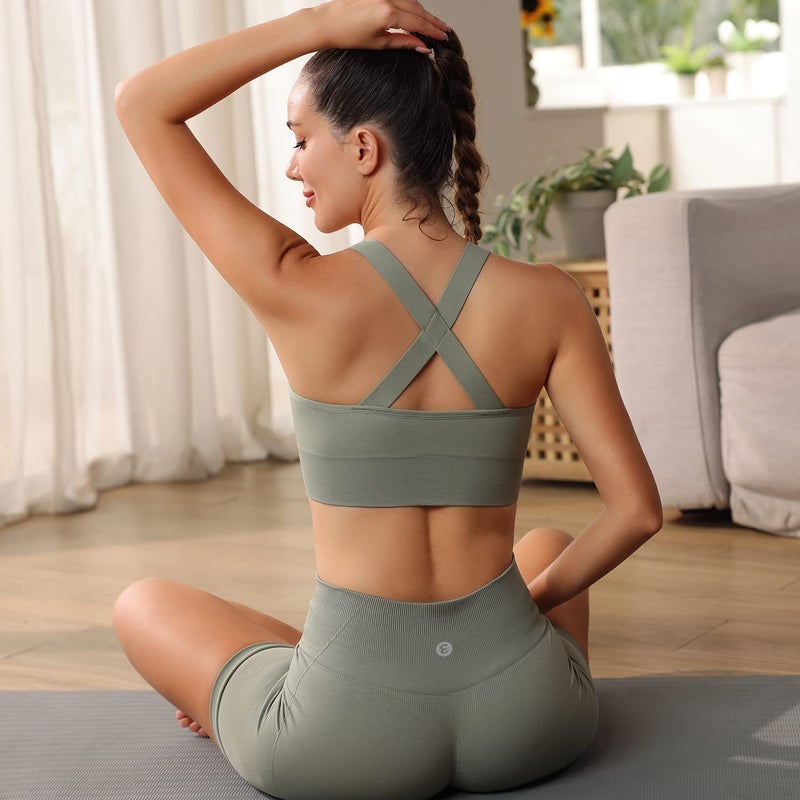 Evercute Zip Front Post-Surgery Bra Women's Wireless Sports Bras Padded Strappy Medium Support Yoga Exercise Athletic Bras - Image 3