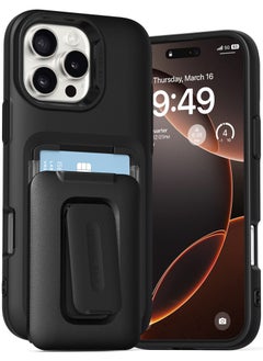 VRS Design D-Wallet Orb iPhone 16 Pro MAX Case Cover Wallet [3 Card] Credit Holder Slot [Semi Automatic] Built-in [Kickstand] - Black  - Image 1