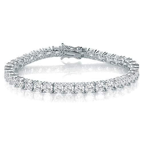 Gemsme 18K White Gold Plated Tennis Necklace/Bracelet/Earrings/Band Ring Sets Hypoallergenic Jewelry Pack of 4 (5) - Image 4
