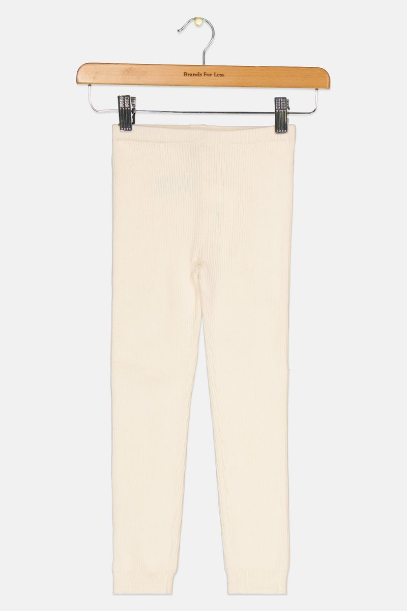 GAP Kids Girl Ribbed Pull On Leggings, Cream - Image 2