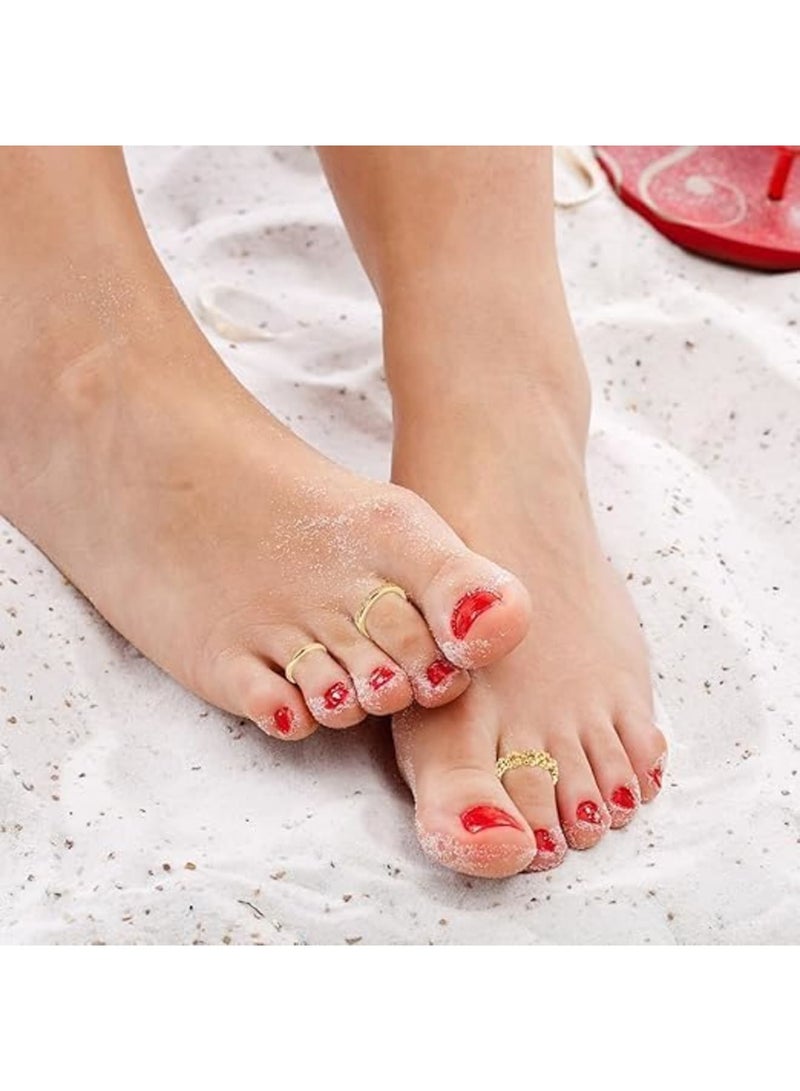 Barakah Adjustable Toe Rings Set for Women | Non-Tarnish Gold-Filled No Fading | 3 Styles: Flower, Diamond, Plain | Open Toe Rings for Summer Beach Jewelry | Foot Accessories (3PCS,Gold) - Image 4