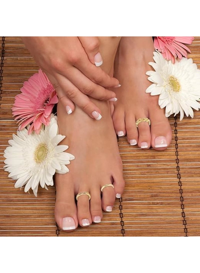 Barakah Adjustable Toe Rings Set for Women | Non-Tarnish Gold-Filled No Fading | 3 Styles: Flower, Diamond, Plain | Open Toe Rings for Summer Beach Jewelry | Foot Accessories (3PCS,Gold) - Image 5
