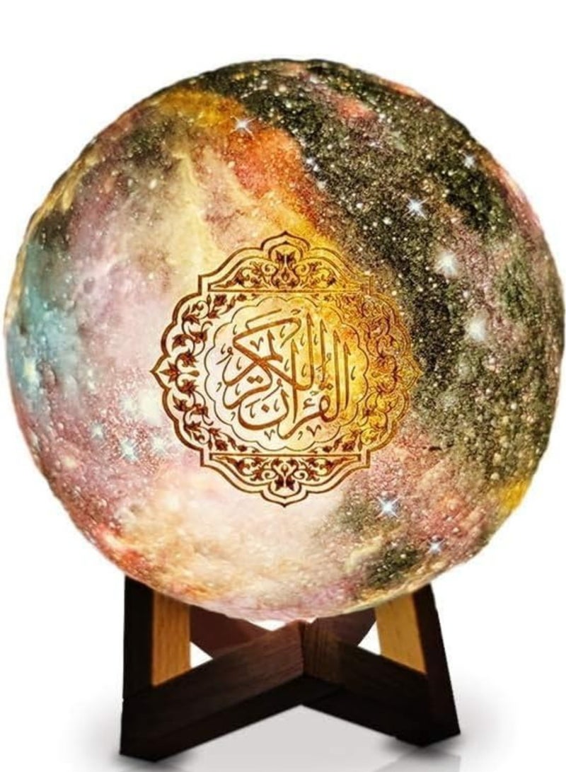 ELTRAZONE مصباح القمر القرآني، ضوء ليلي LED على شكل قمر ونجوم ثلاثي الأبعاد، مكبر صوت بلوتوث مع جهاز تحكم عن بعد - Image 1