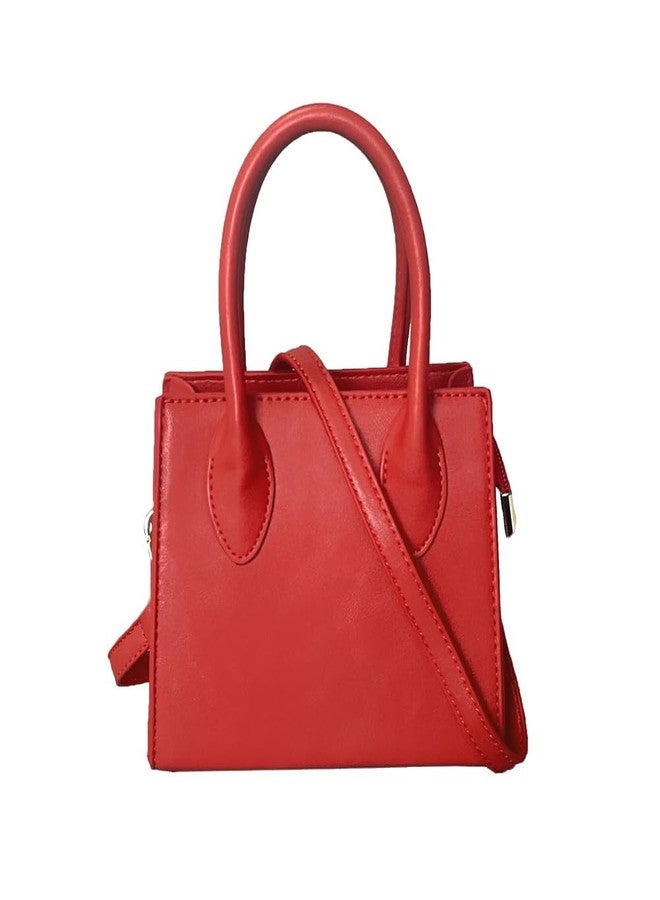 saursmehat Small crossbody tote bags for women faux leather cute clutch mini purses and handbags (Red) - Image 1
