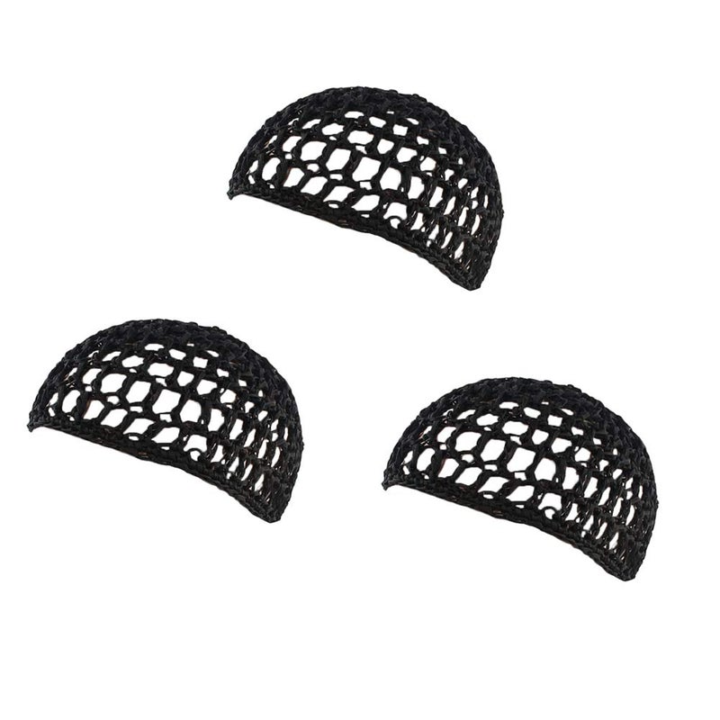 Bettli Thick and Short Hair Net Snoods Women Hair Net for Sleeping Black Pack of 3 - Image 1