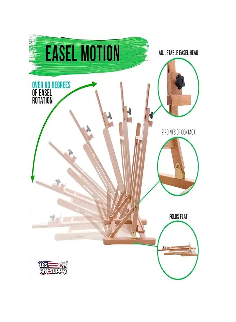 Smart Medium Wooden Frame Studio Easel Artists Adjustable Beechwood For Painting Display - Image 4