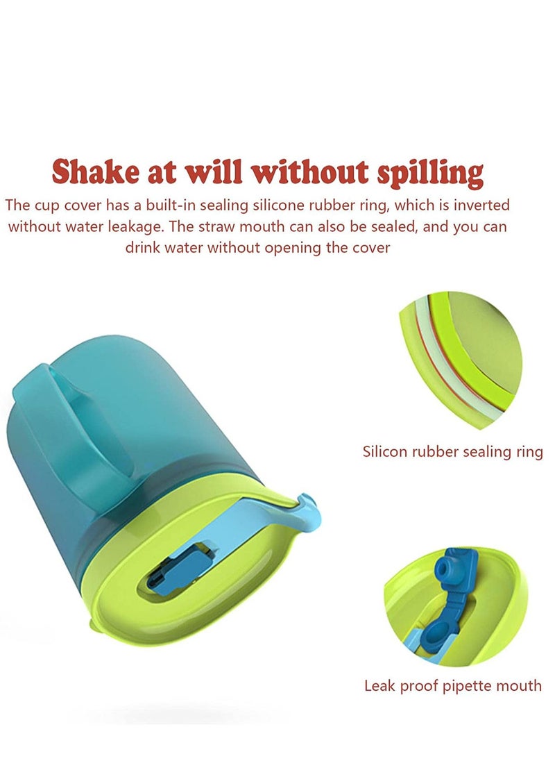 Excefore - Toddler Sippy Cups Drinks Water Bottles Trainer Cup with Handles Spill-proof for Toddlers 6 Months+ Children's Milk Scale Children Portable Reusable (Green 250ml) - Image 1