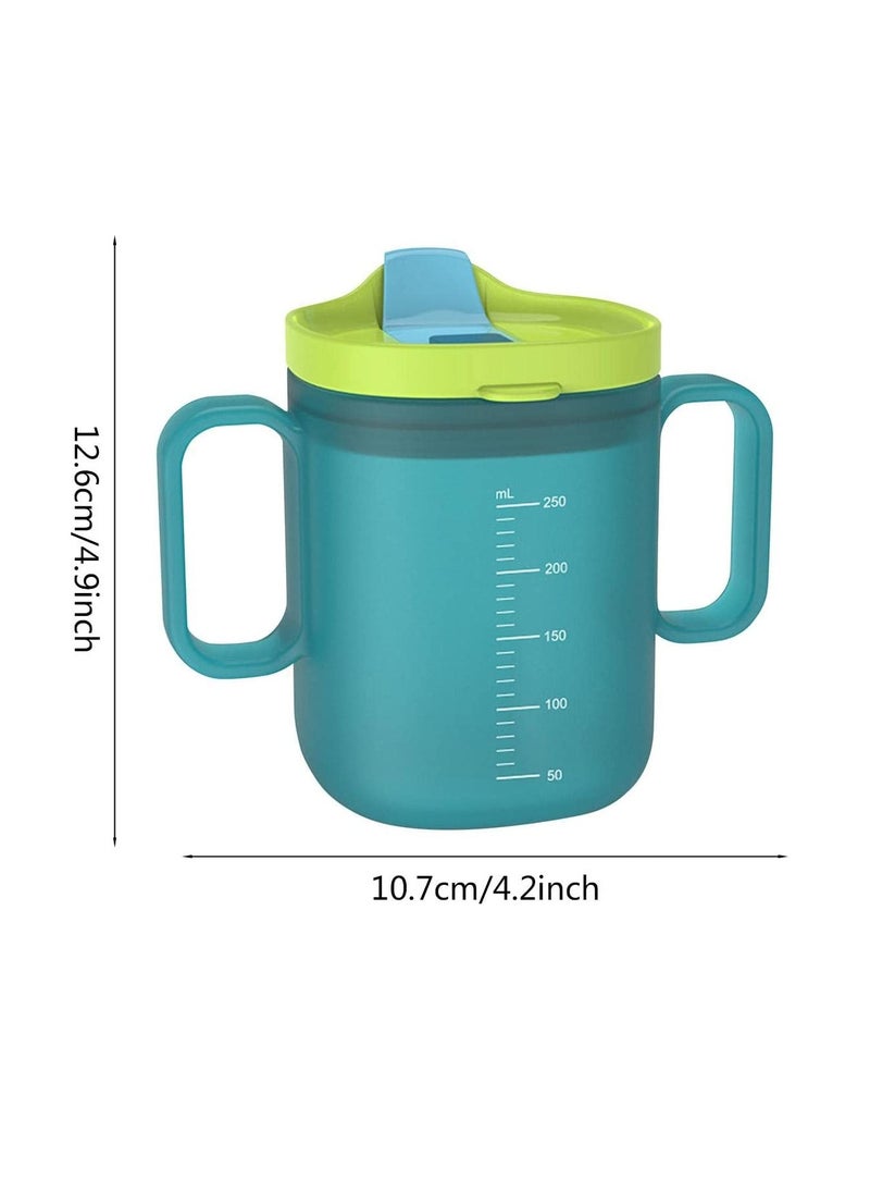 Excefore - Toddler Sippy Cups Drinks Water Bottles Trainer Cup with Handles Spill-proof for Toddlers 6 Months+ Children's Milk Scale Children Portable Reusable (Green 250ml) - Image 1
