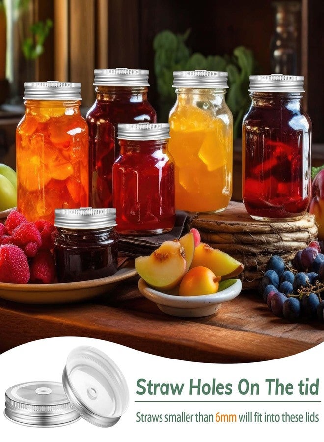Mudder 26 Packs Mason Canning Jar Lids with Straw Hole for Metal Regular Wide Mouth Jar Mason Canning Lids with Straw Hole Leak Proof Resuable for Drinking Silver Diameter 2. 75 Inches - Image 5