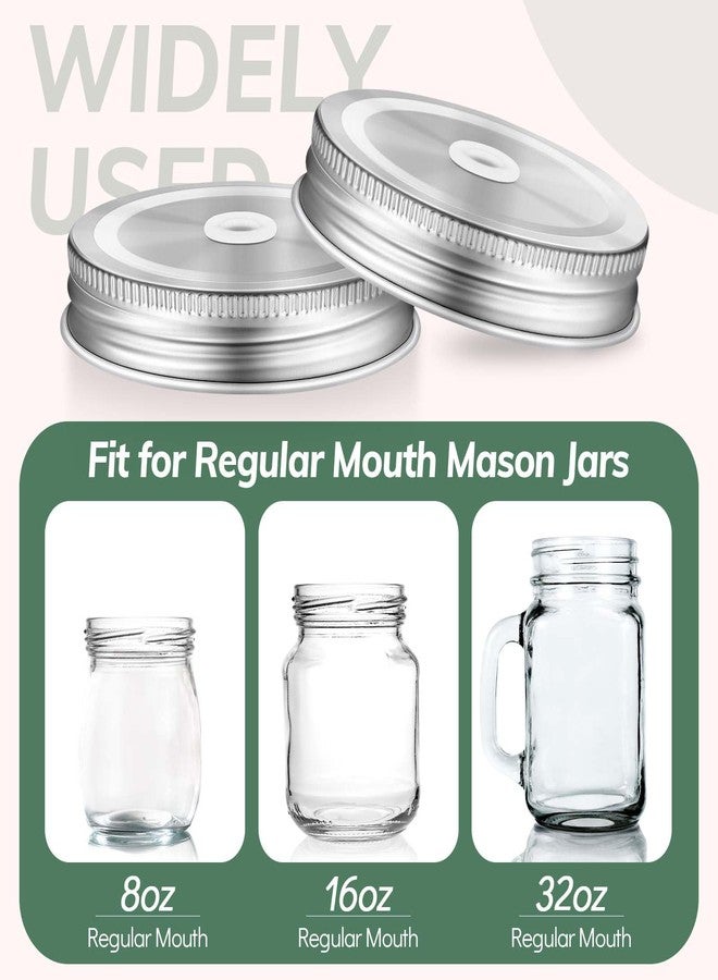 Mudder 26 Packs Mason Canning Jar Lids with Straw Hole for Metal Regular Wide Mouth Jar Mason Canning Lids with Straw Hole Leak Proof Resuable for Drinking Silver Diameter 2. 75 Inches - Image 3