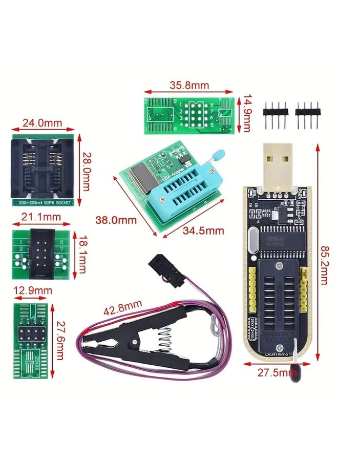 Full Set Of 24 25 Series USB Programming Modules With SOIC8 SOP8 Test Clip 1 Set - Image 3