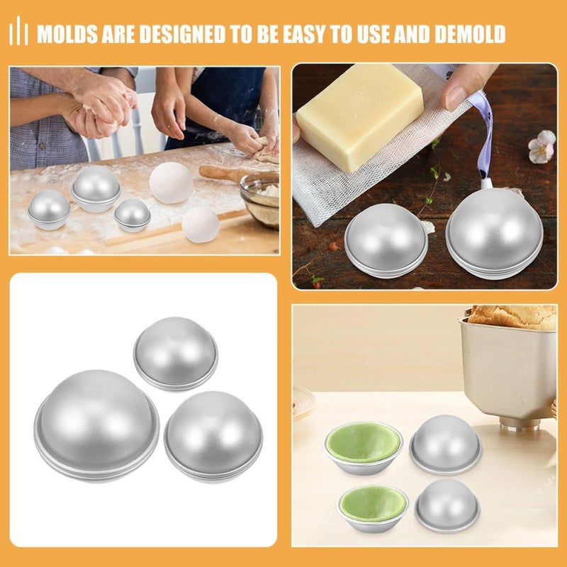 16 Pcs Small Bath Salt Ball Mold and Soap Sphere Making Tool, Aluminum Alloy DIY Bathing Salt Ball Molds Set for Handmade Soap Crafting and Bath Bombs, Suitable for Home Spa - Image 5