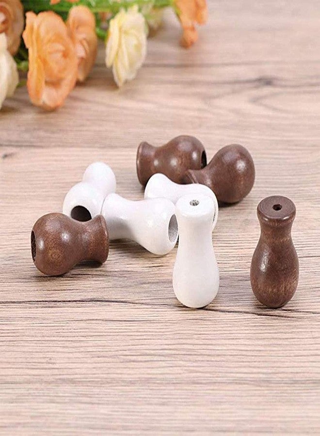 Teensery 8 Pcs Wooden Window Blind Cord Knob Tassel Pull End Knob for Blinds Shades (White, Brown) - Image 4