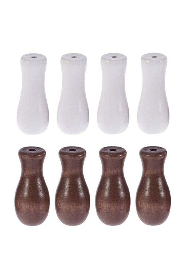 Teensery 8 Pcs Wooden Window Blind Cord Knob Tassel Pull End Knob for Blinds Shades (White, Brown) - Image 1