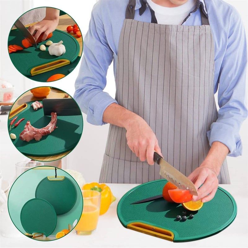 QUILBOOL MultiFunctional Food Cutting Mat for Kitchen DoubleSided Vertical 360Rotatable Chopping Board with EasyGrip Handles NonSlip Plastic Cutting Board 1 pcs - Image 2