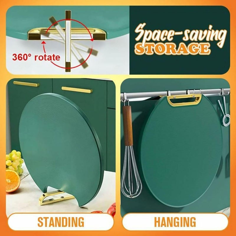 QUILBOOL MultiFunctional Food Cutting Mat for Kitchen DoubleSided Vertical 360Rotatable Chopping Board with EasyGrip Handles NonSlip Plastic Cutting Board 1 pcs - Image 4